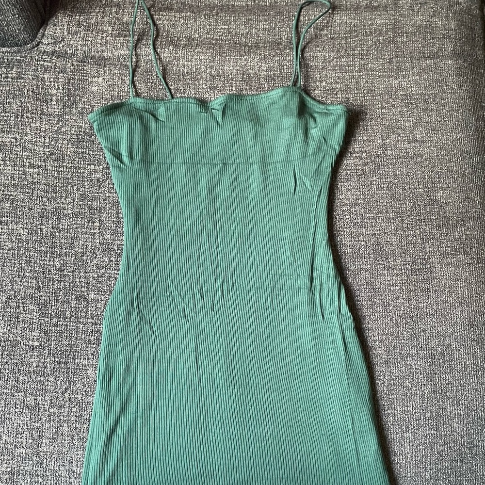 Green slip dress